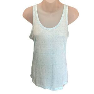 Miami Style Tank Top Racerback Blue White Fleck Heather Print Cotton Blend Large